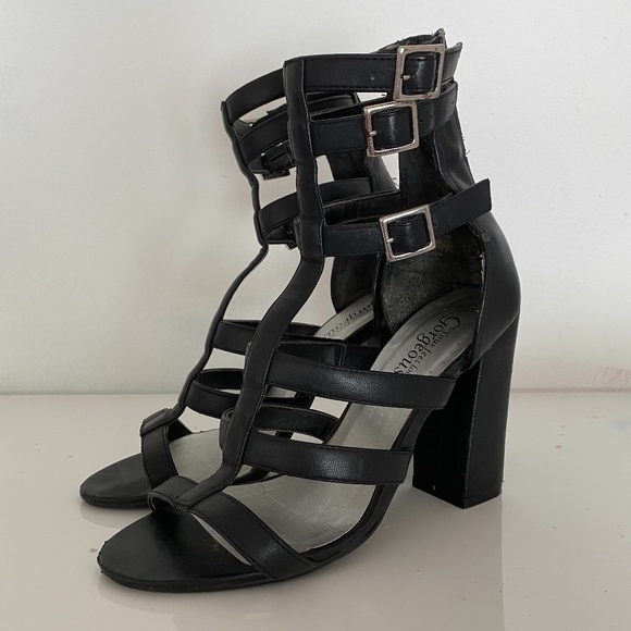 Black New Look Gladiator Heeled Sandals 38 - Picture 1 of 7